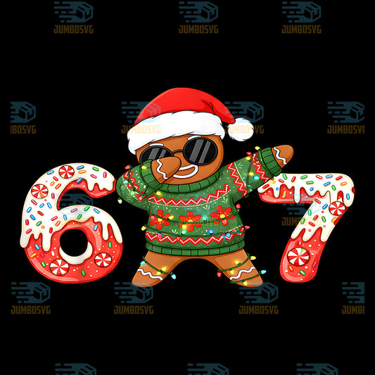 Gingerbread-Six-Seven-67-Ice-Cream-Drip-Christmas-Png