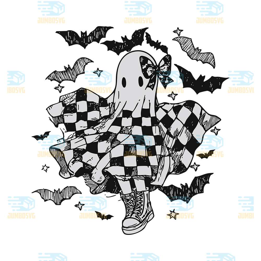 Girly-Ghost-Checkered-Svg
