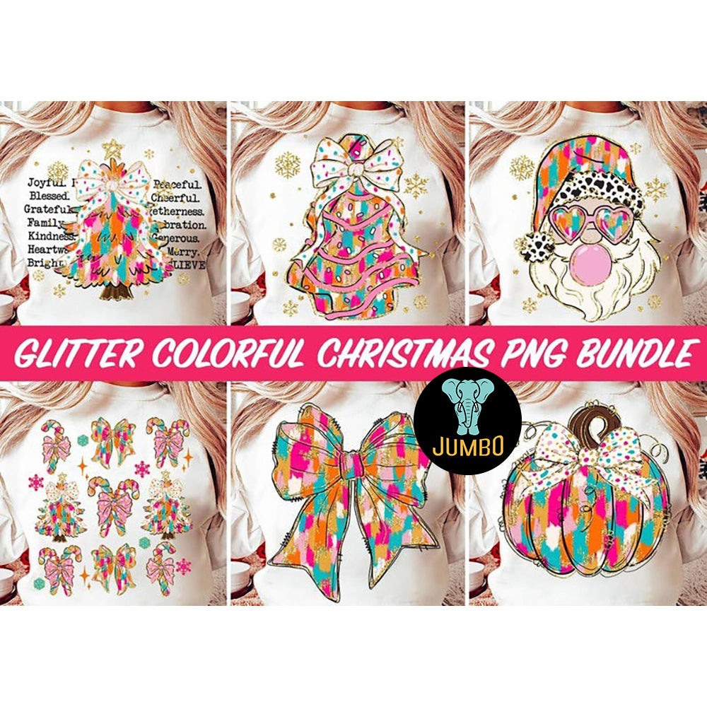 GlitterColorfulPinkChristmasPngBundle_1