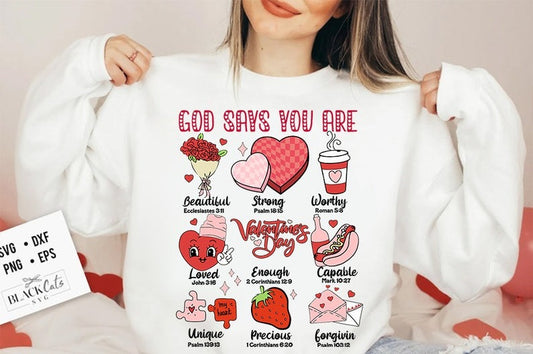 God Says You Are Valentine Png, Jesus Valentine Png, Valentine Doodle png, Christian Valentine png, Valentine bible verse png, valentine png.1