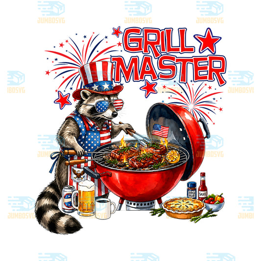 Grill-Master-Raccoon-4th-Of-July-Png