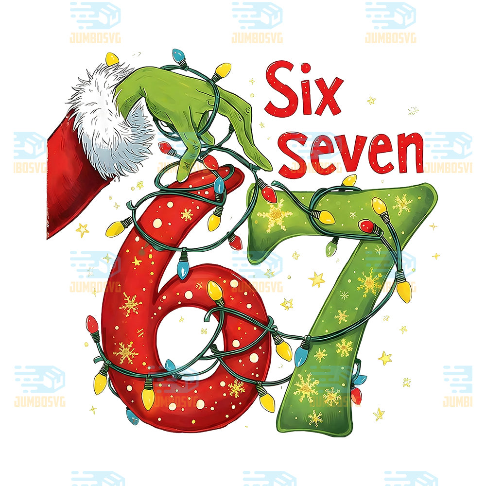 Grinch-Hand-67-Christmas-Lights-Png-Six-Seven-Pajamas-Holiday-Gen-Alpha-Slang-Png