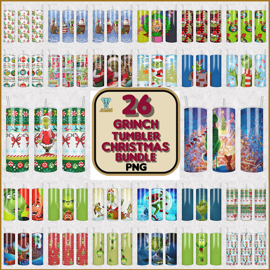 GrinchTumblerChristmasPngBundle