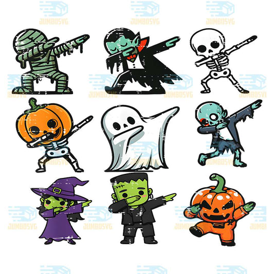 Halloween-Ghost-Pumpkin-Skeleton-Dab-Costume-Boys-Girls-Kids-Png