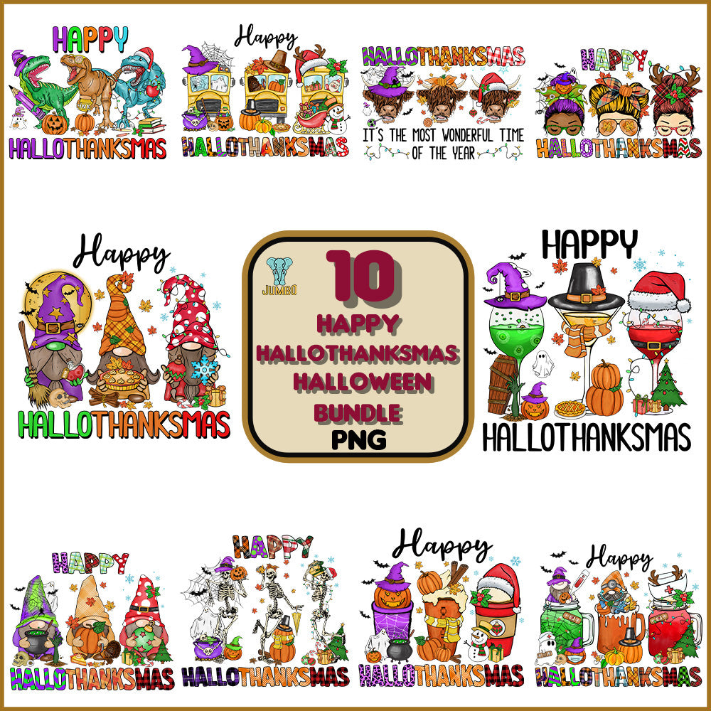 Happy Hallothanksmas Halloween Png Bundle