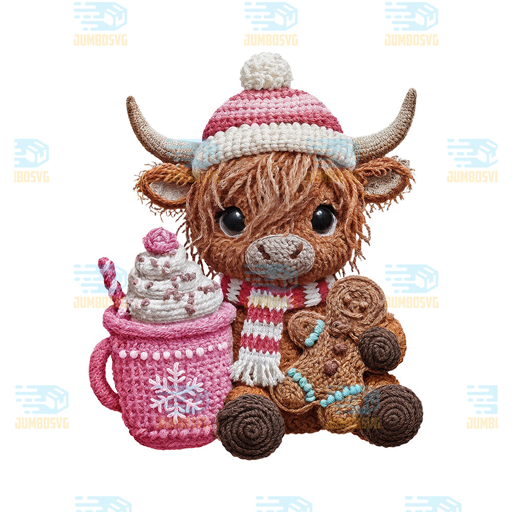 Highland-Cow-Crochet-Christmas-Png