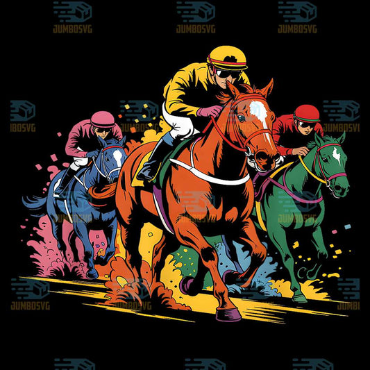 Horse-Racing-Painting-Horse-And-Derby-Lovers-Png