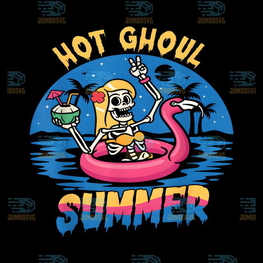 Hot-Ghoul-Summer-Flamingo-Skeleton-Summerween-Png
