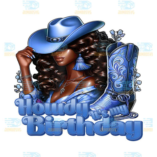 Howdy-It-s-My-Birthday-Western-Cowgirl-Hat-Boots-Black-Women-Png