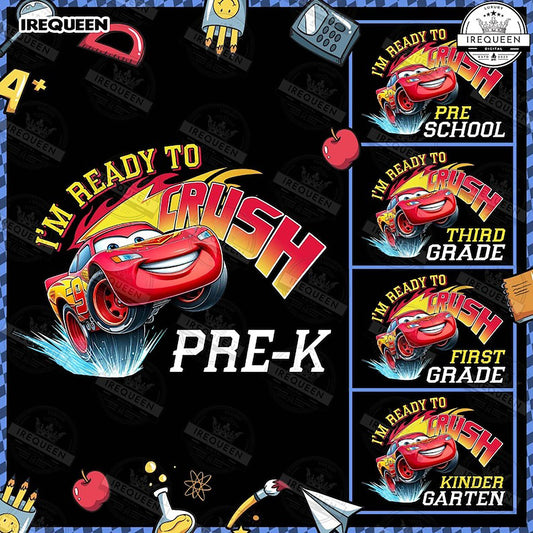 I’m Ready To Crush School Png Bundle, Car Cartoon Kid Shirt Png, Back To School Png, First Day Of School Png, Movie School Png, Digital File