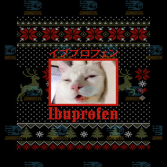 Ibuprofen-Cat-Hilarious-Ugly-Sweater-Xmas-Cat-Meme-Png