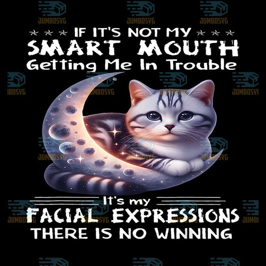 If-It-s-Not-My-Smart-Mouths-Getting-Me-In-Trouble-It-s-My-Facial-Expressions-There-Is-No-Winning-Cat-Png
