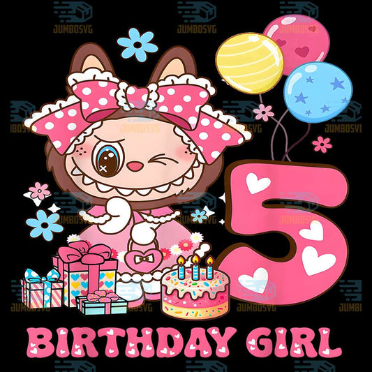 Labubu-5th-Birthday-Girl-Png