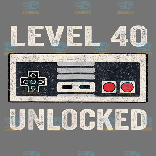 Level-40-Unlocked-Video-Gamer-40th-Birthday-Png