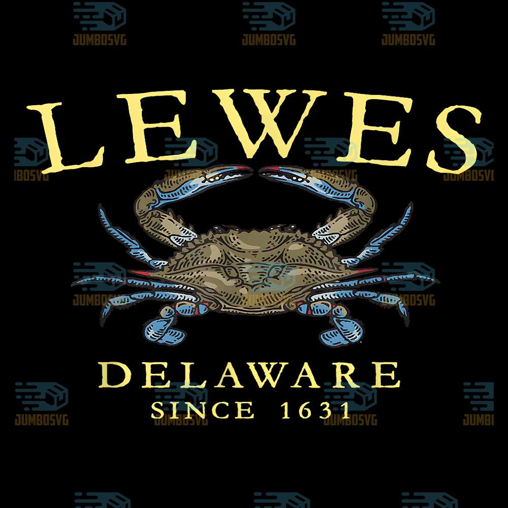 Lewes-Delaware-Blue-Claw-Crab-Since-1631-Yellow-Letters-Png