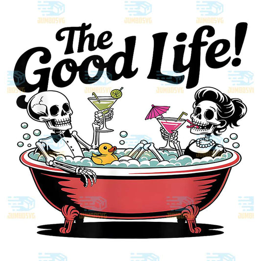 Living-The-Good-Life-Skeleton-Couple-Relaxing-In-Bathtub-Png