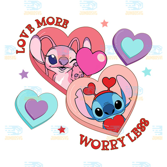 Love-More-Worry-Less-Stitch-And-Angel-Valentine-Png
