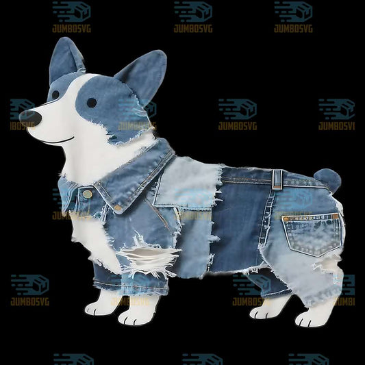 Lovely-Corgi-Pattern-Patchwork-Art-Png
