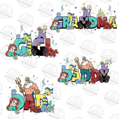 Mama Mimi Nana Cartoon Princess Png, Custom Name Kids Png, Family Vacation Png, Magical Kingdom Png, Mermaid Mother's Day Png, Digital File