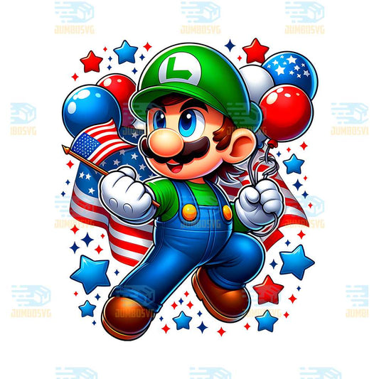 Mario-Luigi-America-4th-Of-July-Png