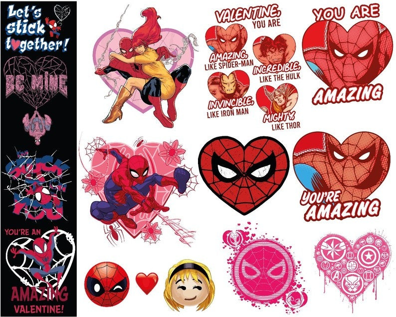 Marvel Valentine's Day Spider-Man Stuck On You Heart Logo png images