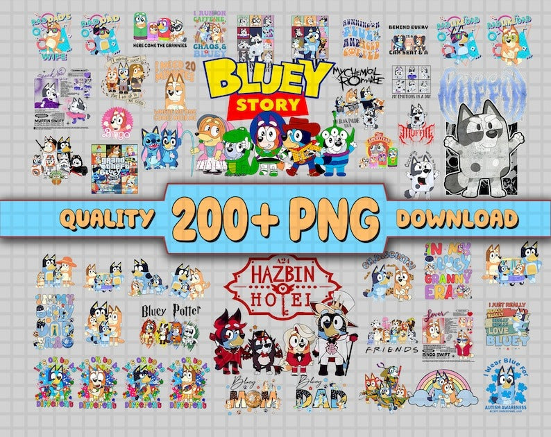 Mega 200+ Bluey Png Bundle  Blue Dog Birthday Png Bundle Bluey Family PNG Bluey Png Bluey Bingo Png Bluey Mom Png Bluey Mufin PNG