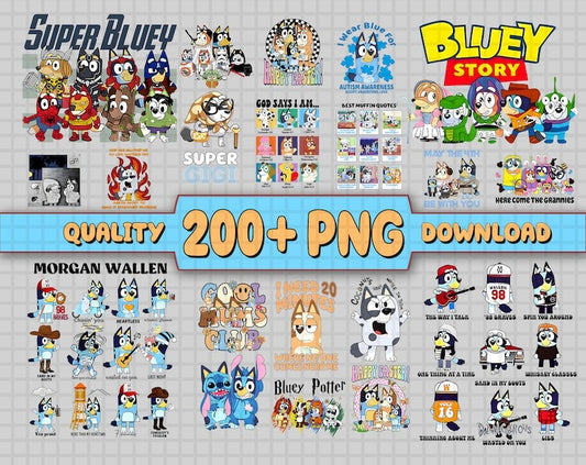 Mega 200+ Bluey Png Bundle  Blue Dog Birthday Png Bundle Bluey Family PNG Bluey Png Bluey Bingo Png Bluey Mom Png Bluey Mufin PNG