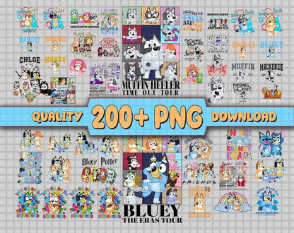 Mega 200+ Bluey Png Bundle  Blue Dog Birthday Png Bundle Bluey Family PNG Bluey Png Bluey Bingo Png Bluey Mom Png Bluey Mufin PNG