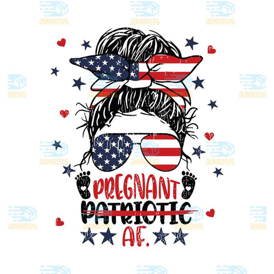 Messy-Bun-4th-Of-July-Patriotic-Pregnant-Af-Svg