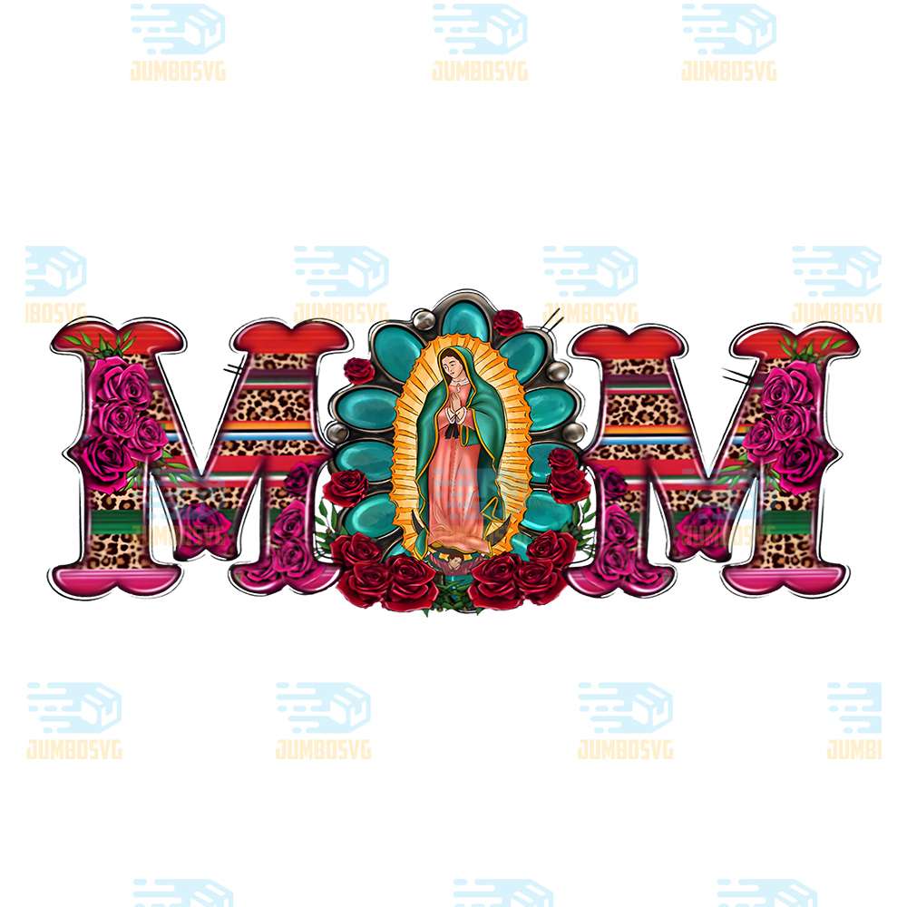 Mexican-Mom-With-Virgen-De-Guadalupe-Mother-s-Day-Latin-Png