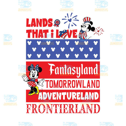 Mickey-And-Minnie-Lands-That-I-Love-Fantasyland-Tomorrowland-Adventureland-Frontierland-Svg
