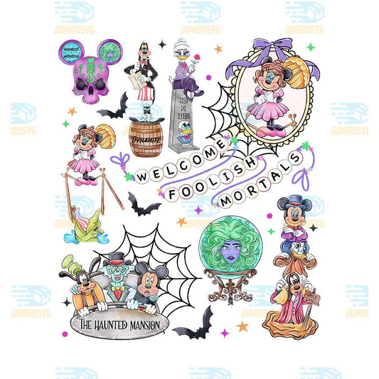 Mickey-Minnie-And-Friends-Haunted-Mansion-Halloween-Frame-Bow-Locket-Coquette-Style-Png