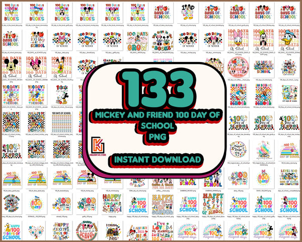 Designs 100 Days Of School Png Bundle, Back To School Png, 100 Days Pop, Magical Kingdom Png, Mouse and Friend Png, 100th Day of School Png, Instant Download