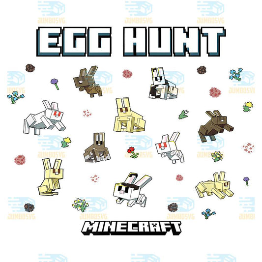 Minecraft-Easter-Egg-Hunt-Jumping-Rabbits-Eggs-And-Flowers-Png