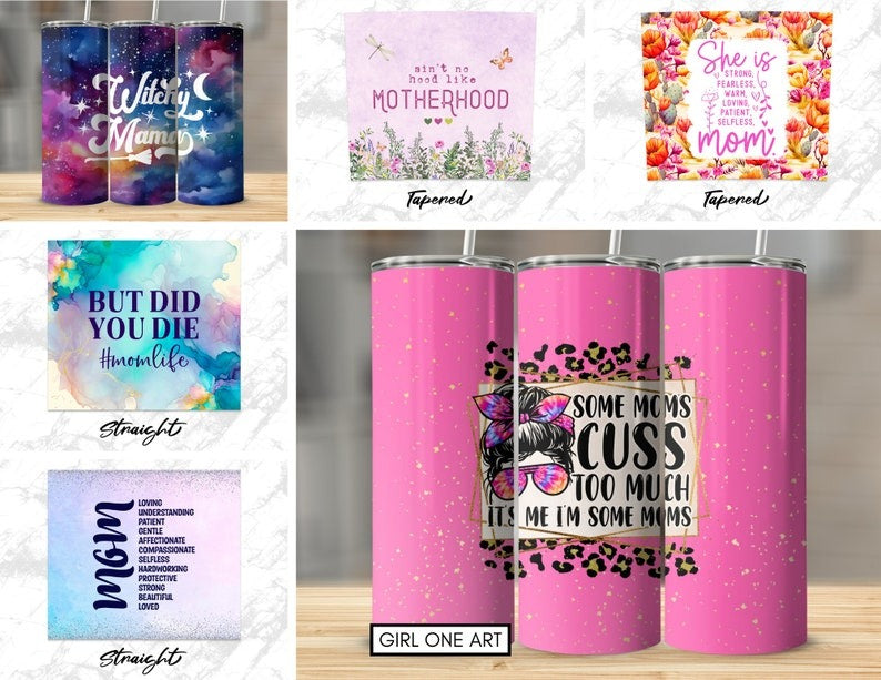 Mom Tumbler Wrap Bundle 20oz Skinny Straight Mother's Day Tumbler Sublimation Mama Design Digital Download