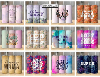 Mom Tumbler Wrap Bundle 20oz Skinny Straight Mother's Day Tumbler Sublimation Mama Design Digital Download