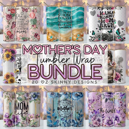 Mother's Day Bundle Tumbler Wrap 20 oz Skinny Sublimation Bundle Tumbler Png, Mom Tumbler Bundle Digital Download Png Bundle Tumbler Designs