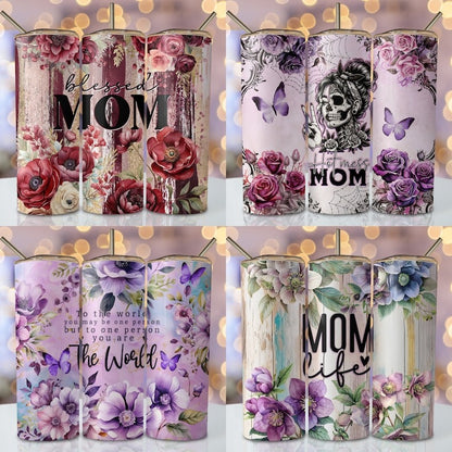 Mother's Day Bundle Tumbler Wrap 20 oz Skinny Sublimation Bundle Tumbler Png, Mom Tumbler Bundle Digital Download Png Bundle Tumbler Designs