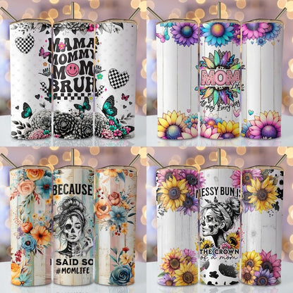 Mother's Day Bundle Tumbler Wrap 20 oz Skinny Sublimation Bundle Tumbler Png, Mom Tumbler Bundle Digital Download Png Bundle Tumbler Designs