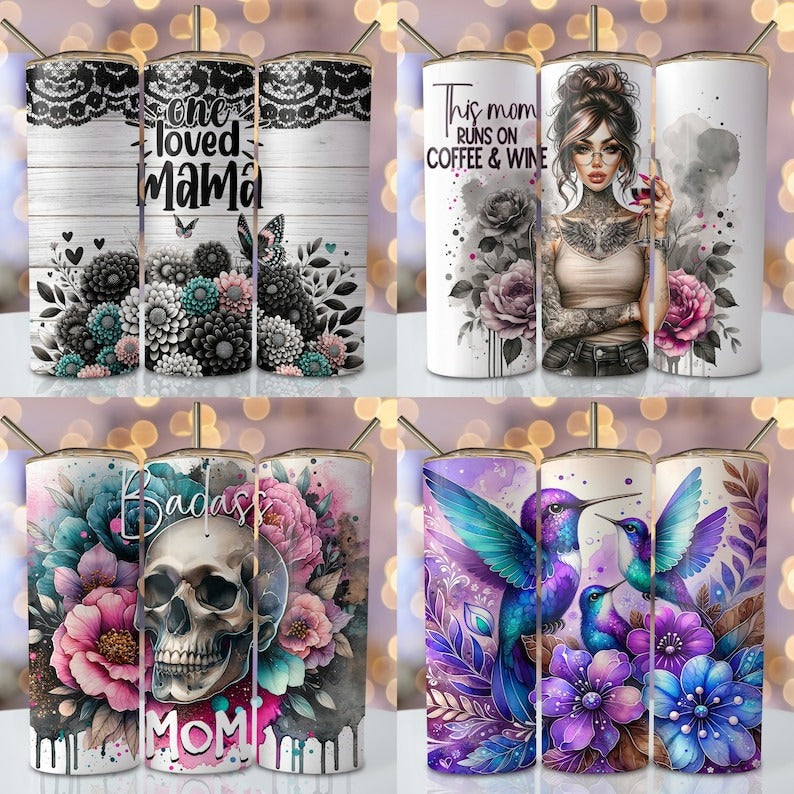 Mother's Day Bundle Tumbler Wrap 20 oz Skinny Sublimation Bundle Tumbler Png, Mom Tumbler Bundle Digital Download Png Bundle Tumbler Designs