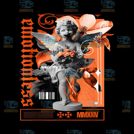 Motionless-Angel-Statue-With-Floral-Shattered-Backboard-1s-Matching-Png
