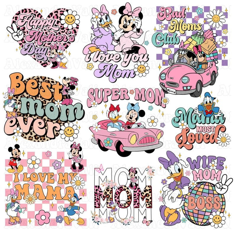 Mouse And Friends Cartoon Mama Day Png Bundle, Mouse Mother Day Png, Mouse and Friends Png, Retro Motherhood Png, Funny Mom Png, Mama Life