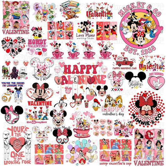 Mouse And Friends Valentine PNG Bundle, Mouse Happy Valentine Png, Magical Heart Valentines Png, Retro Dis Ney Valentine PNG High-quality