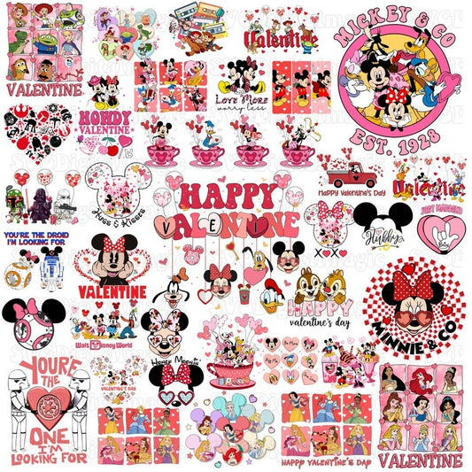 Mouse And Friends Valentine PNG Bundle, Mouse Happy Valentine Png, Magical Heart Valentines Png, Retro Dis Ney Valentine PNG High-quality