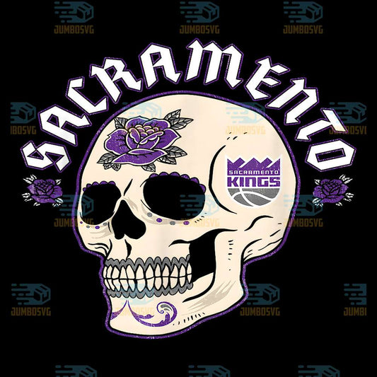 NBA Sacramento Kings Halloween Floral Skull Png