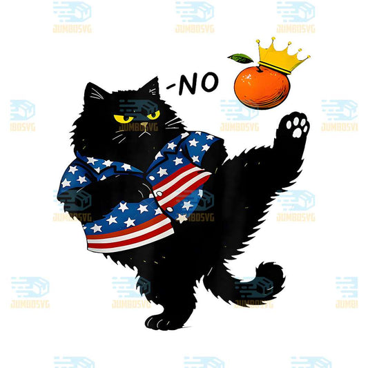 No-Kings-In-America-Black-Cat-Kicking-Orange-Png