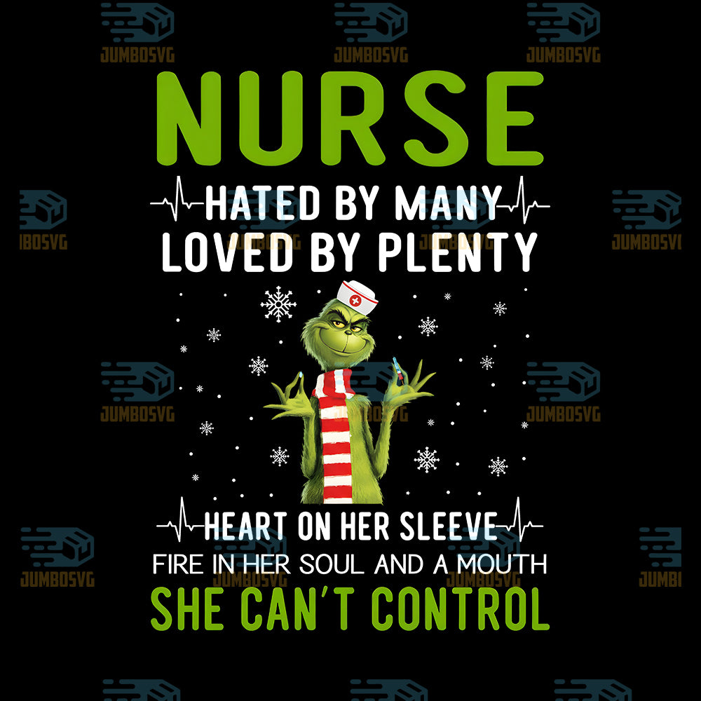 Nurse-Christmas-Heart-On-Her-Sleeve-Fire-In-Her-Soul-Grinch-Png
