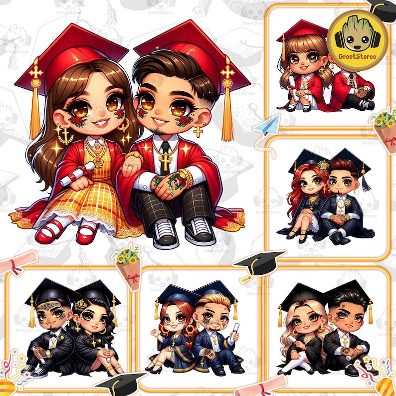 Para Mi Familia Chicano Png Bundle, Graduation Chibi Style Png, Educated Latina Girls Png, Cholo La Graduada Png, Chibi Cute Girls Png