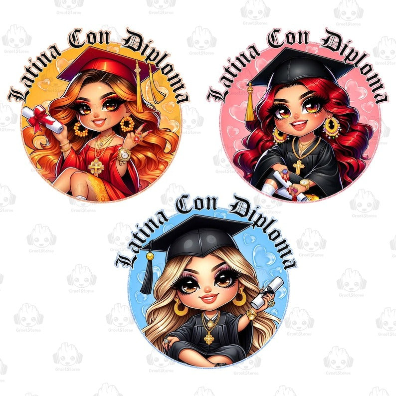 Para Mi Familia Chicano Png Bundle, Graduation Chibi Style Png, Educated Latina Girls Png, Cholo La Graduada Png, Chibi Cute Girls Png