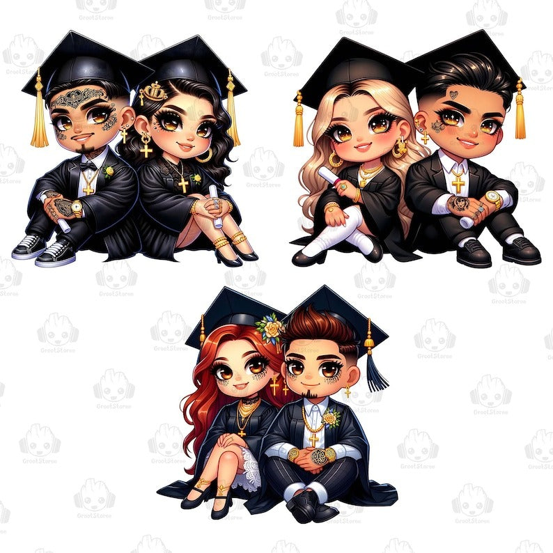 Para Mi Familia Chicano Png Bundle, Graduation Chibi Style Png, Educated Latina Girls Png, Cholo La Graduada Png, Chibi Cute Girls Png